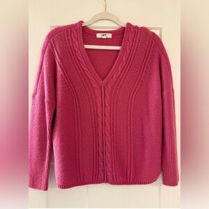 BB Dakota Women's V-Neck Sweater in Vibrant Pink